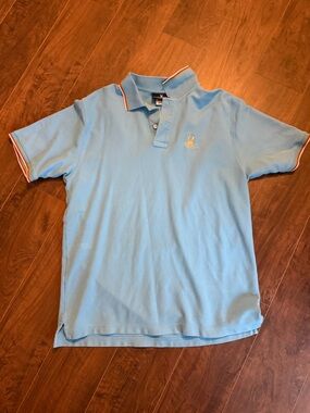 Psycho Bunny Light Blue Polo with Red-Trim Accents